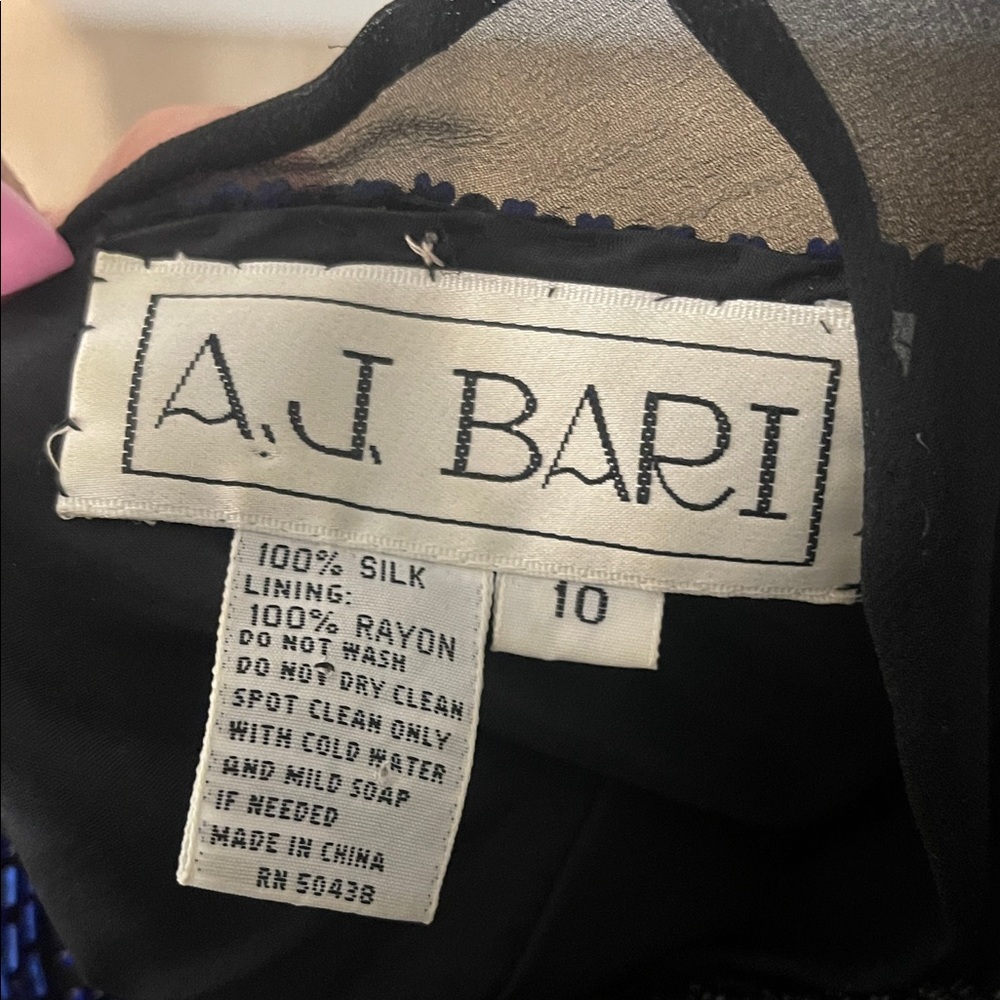 A.J. Bari Black Long Sleeve Dress with Blue Sequin Detail - Picture 4 of 14